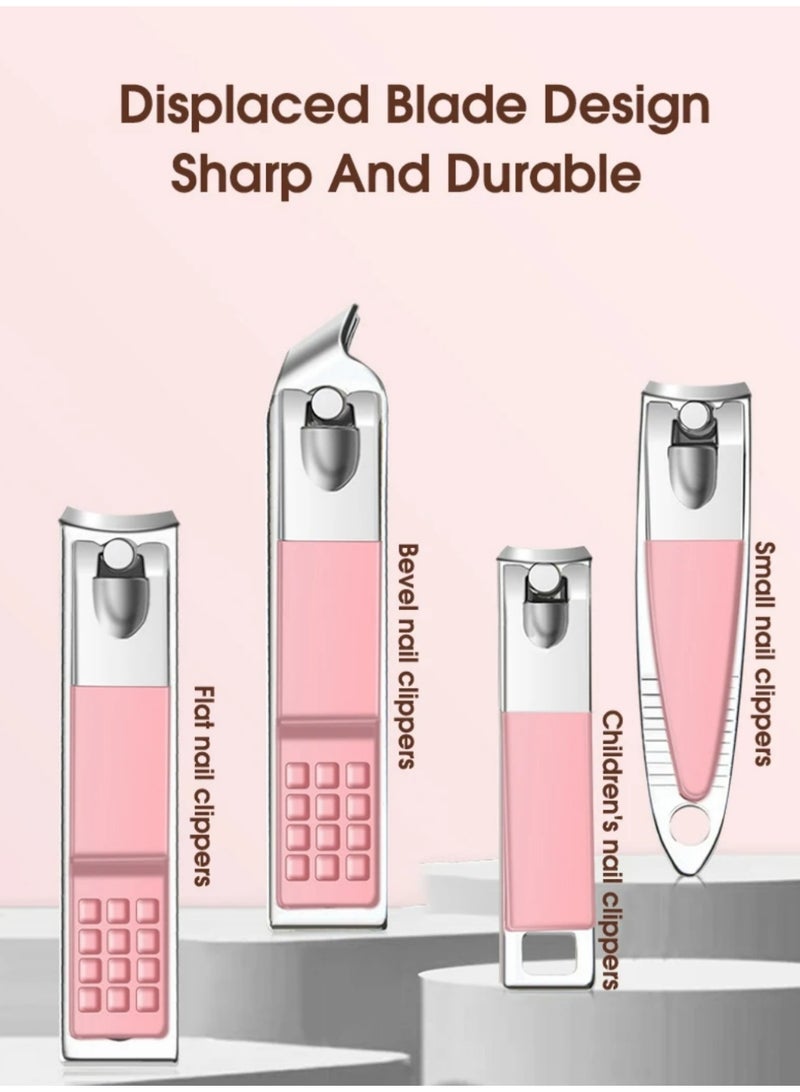 14 قطعة مقص الأظافر الفاخر مصنوع من الفولاذ المقاوم للصدأ مقص الأظافر المحمول أداة تقليم الأظافر مقص أظافر القدم ملعقة تنظيف الأذن - Image 3