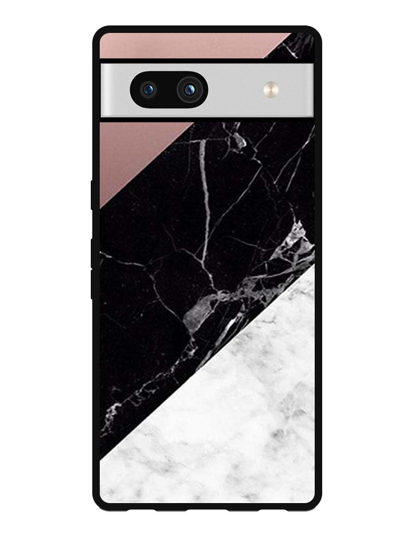 Theodor Protective Case Anti Scratch Shock Proof Bumper Cover For Google Pixel 7a Hite & Black Marble Top Is Plain - Image 1