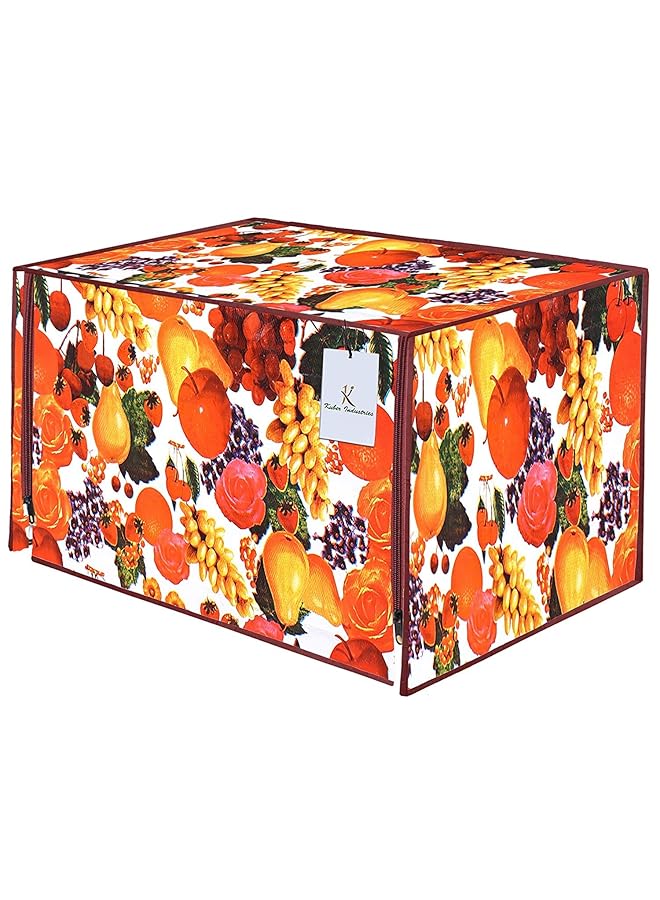 Kuber Industries Fruits Design Pvc Microwave Oven Full Closure Cover For 20 Liter White And Maroon - Image 1