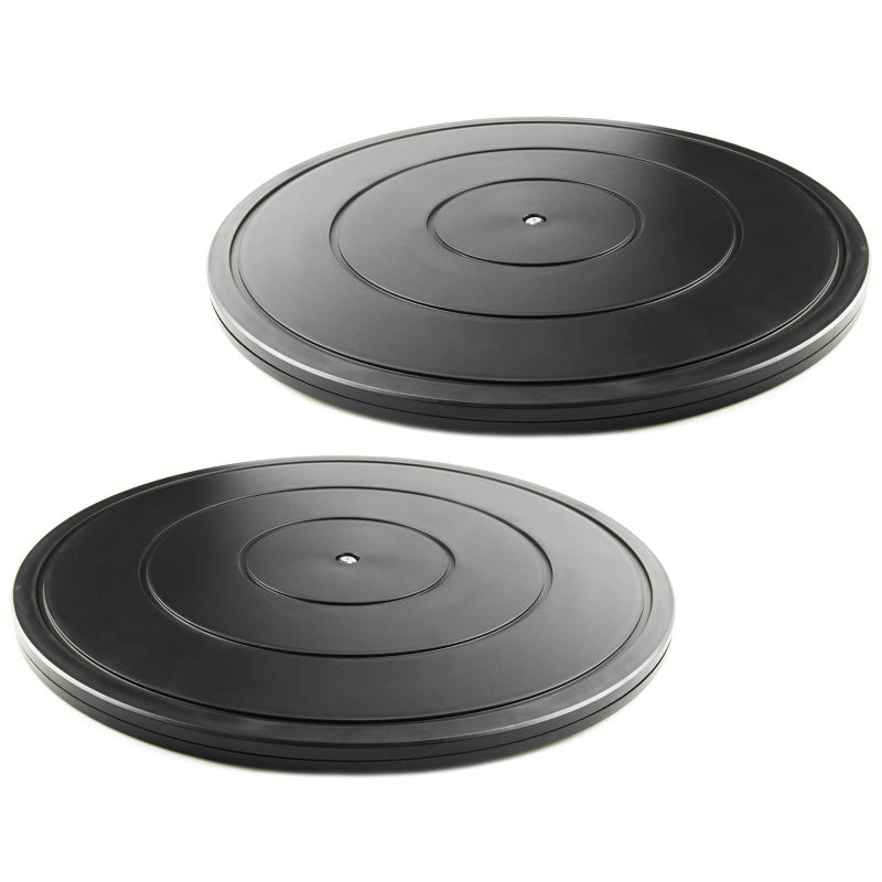 VOLCANOES CLUB VOLCANOES CLUB 16 Inch Lazy Susan Turntable  Heavy Duty Rotating Swivel Steel Ball Bearings  Flat Base Stand for TVComputerMonitorArtsCraftsBonsaiStatueCabinet Organizer 2 PackBlack 