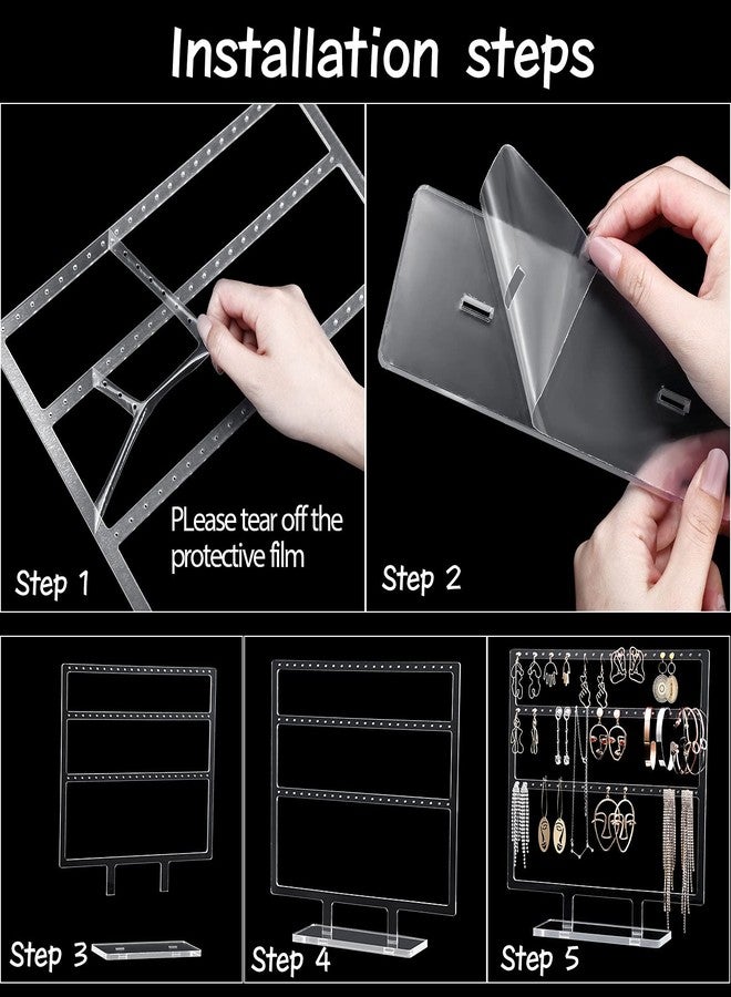 Jetec Clear Acrylic Earring Display Stand Earrings Organizer 66 Holes 3-Layered Ear Stud Holder Jewelry Display Stands for Hanging Earrings - Image 3