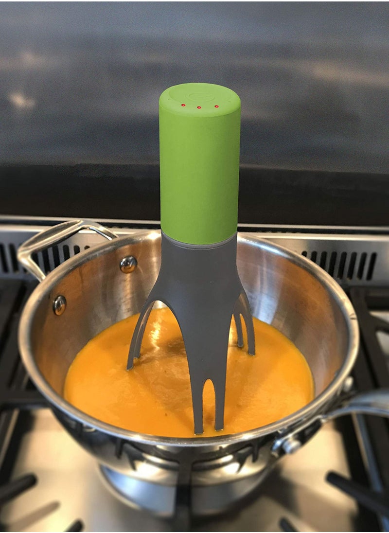 SYOSI Automatic Triangle Stirrer, Adjustable Electric Hand Whisk Blender 3 Speeds Automatic Mixer Portable Kitchen Gadgets Stir Mixing Egg Beater for Frappe, Matcha, Hot Chocolate Green  - Image 2