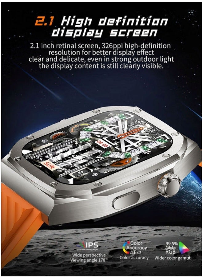 AROAQ Z79 Max Smart Watch 2.1 Inch HD Display, NFC, Compass, Bluetooth Calls, Music Player, Heart Rate, BP & SpO2 Monitoring, Fitness & Health Tracker – Black - Image 3