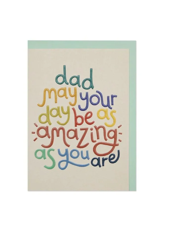 راسبيري بلوسوم ‘Dad, may your day be as amazing as you are’ colourful typographic greeting card