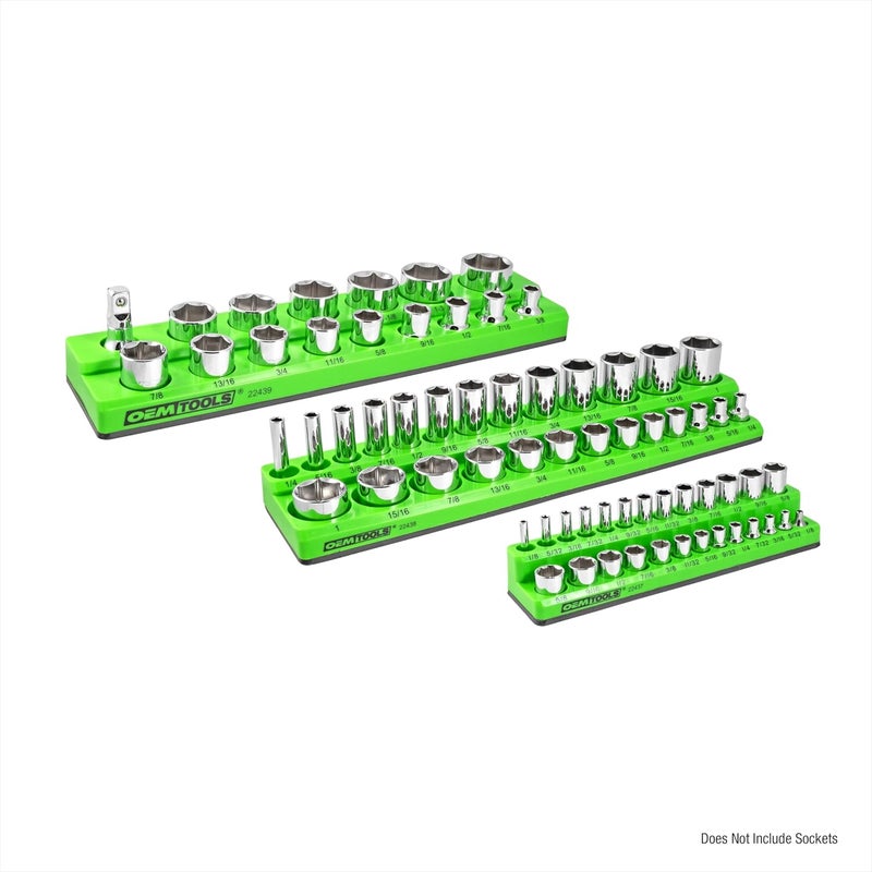OEMTOOLS 22485 3-Pc Magnetic Socket Organizer, SAE Magnetic Socket Holder, Socket Holders for 68 Deep and Shallow Sockets, Socket Holders 1/4, 3/8, 1/2 Inch Sizes - Image 2