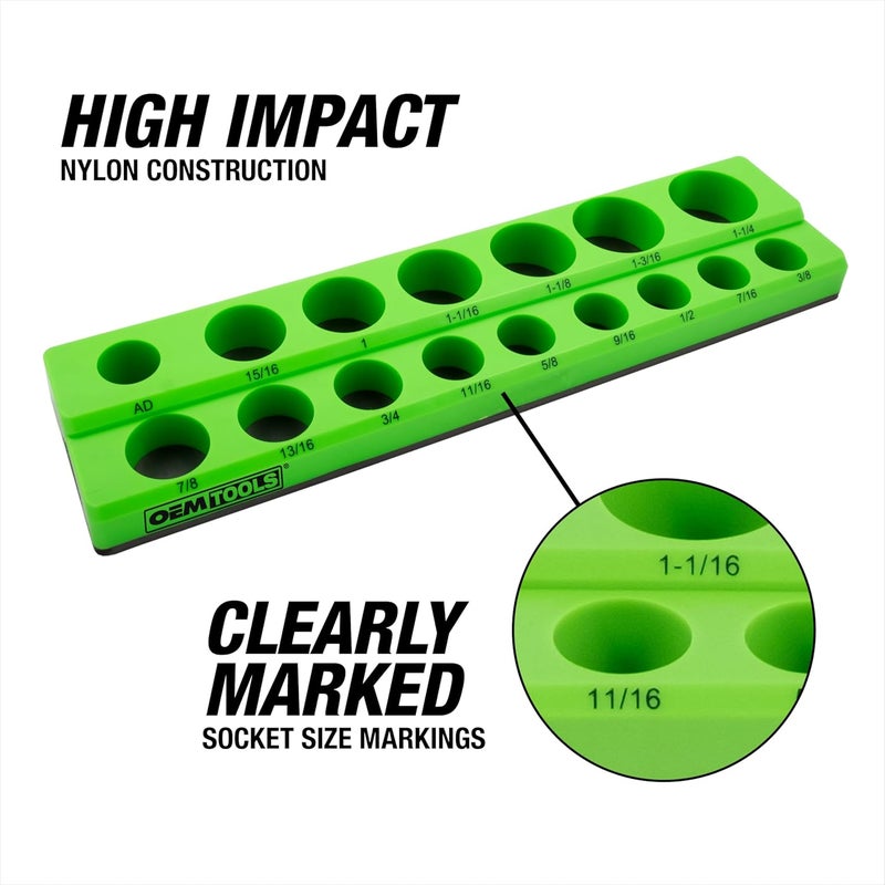 OEMTOOLS 22485 3-Pc Magnetic Socket Organizer, SAE Magnetic Socket Holder, Socket Holders for 68 Deep and Shallow Sockets, Socket Holders 1/4, 3/8, 1/2 Inch Sizes - Image 4
