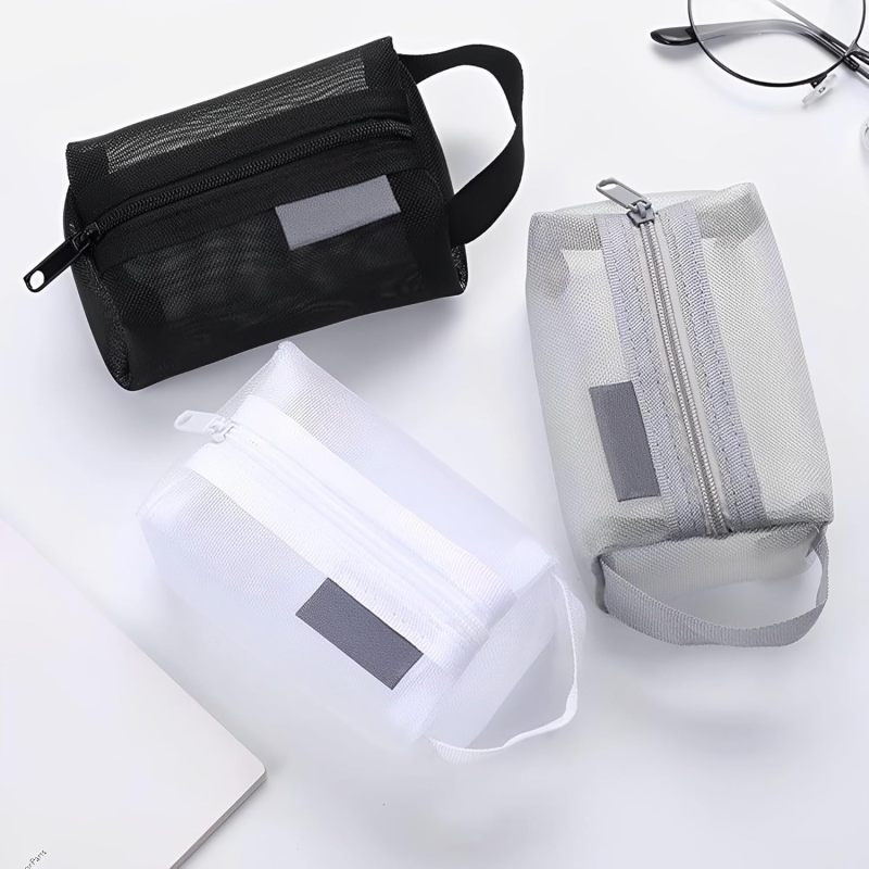 nylon three-dimensional square mesh change bag, large-capacity key bag, card bag, change bag, transparent storage bag (3 pieces) - Image 4