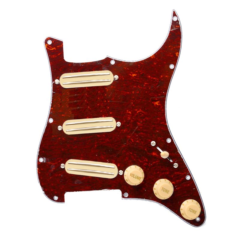 SAPHUE SSS 3x Mini Humbucker Electric Guitar Pickguard 9K/9K/9K Loaded Prewired Scratchplate for ST Style Guitar Multi Colour Available (Tortoise Shell) - Image 1