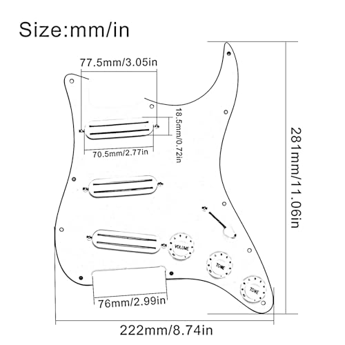 SAPHUE SSS 3x Mini Humbucker Electric Guitar Pickguard 9K/9K/9K Loaded Prewired Scratchplate for ST Style Guitar Multi Colour Available (Tortoise Shell) - Image 2