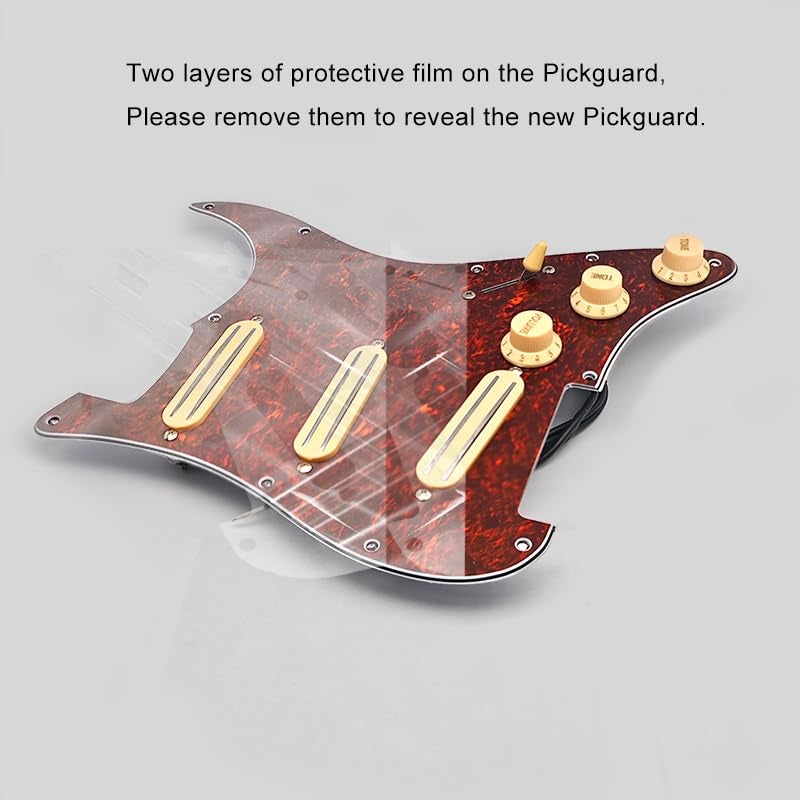 SAPHUE SSS 3x Mini Humbucker Electric Guitar Pickguard 9K/9K/9K Loaded Prewired Scratchplate for ST Style Guitar Multi Colour Available (Tortoise Shell) - Image 3