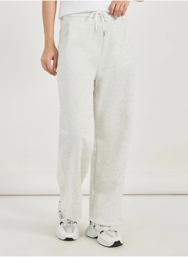 Styli High Rise Wide Leg Joggers with Drawstring Detail