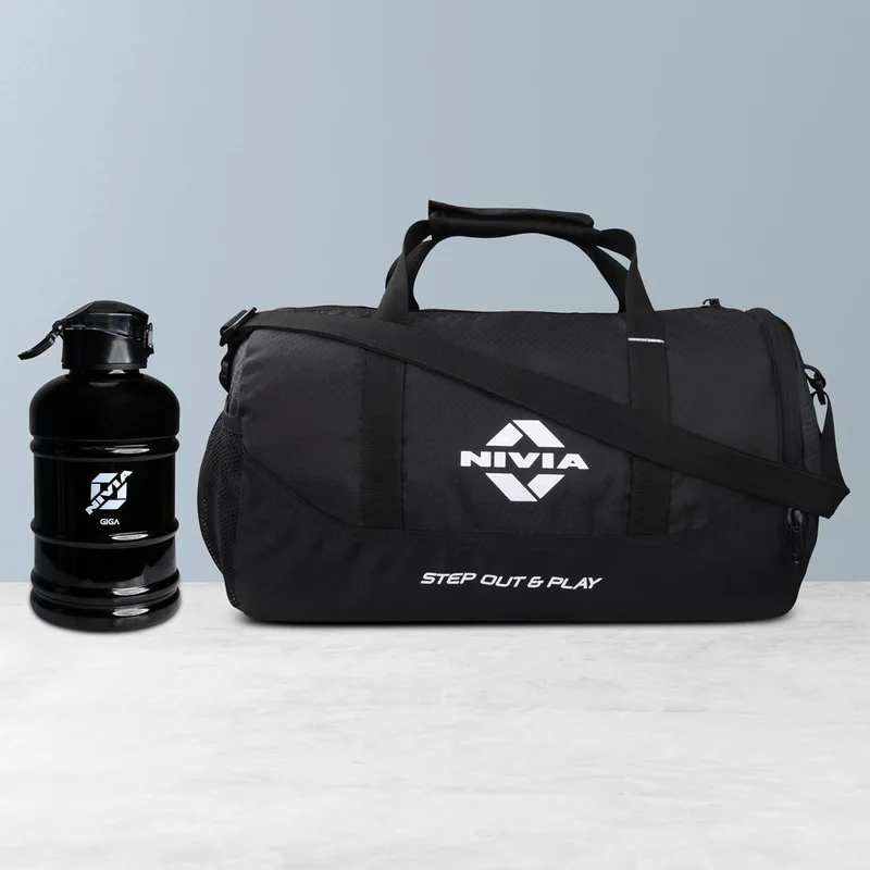نيفيا Nivia Beast Gym Combo: Spacious Gym Bag with Shoe Compartment and 1800 ml Water Bottle