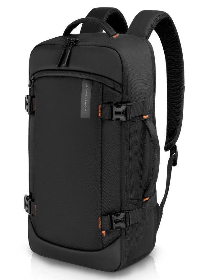 Sharper Image Travel Backpack for Men & Women 23L TSA Flight Approved Weekender Bag for Carry On Luggage, Fits 17” Laptop, Water Resistant Casual Daypack for Traveling, Black (Venture Collection) - Image 1