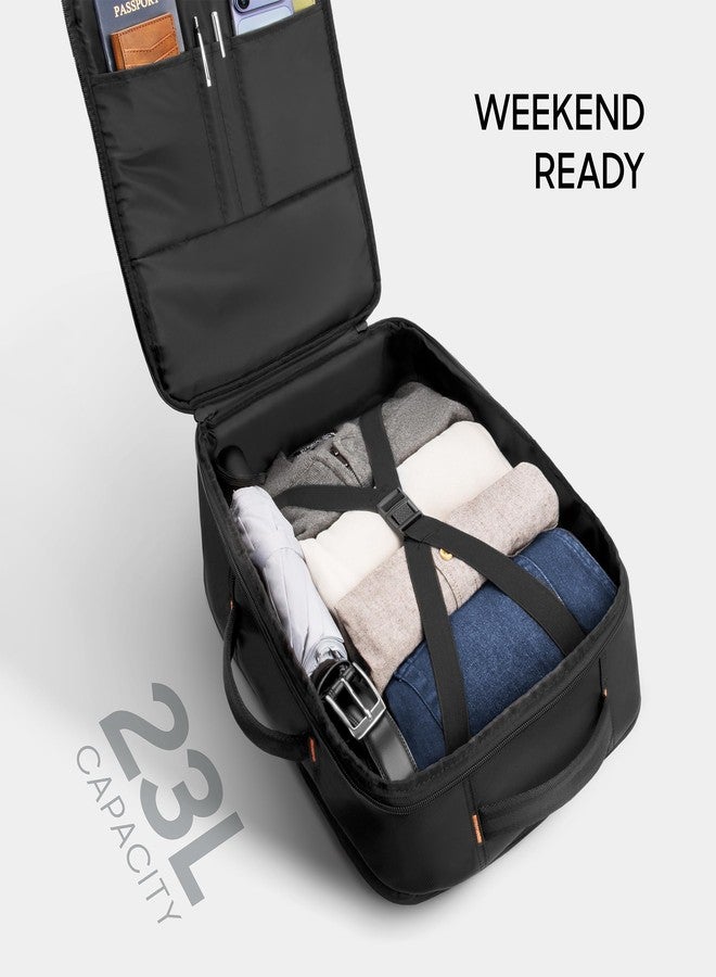 Sharper Image Travel Backpack for Men & Women 23L TSA Flight Approved Weekender Bag for Carry On Luggage, Fits 17” Laptop, Water Resistant Casual Daypack for Traveling, Black (Venture Collection) - Image 2