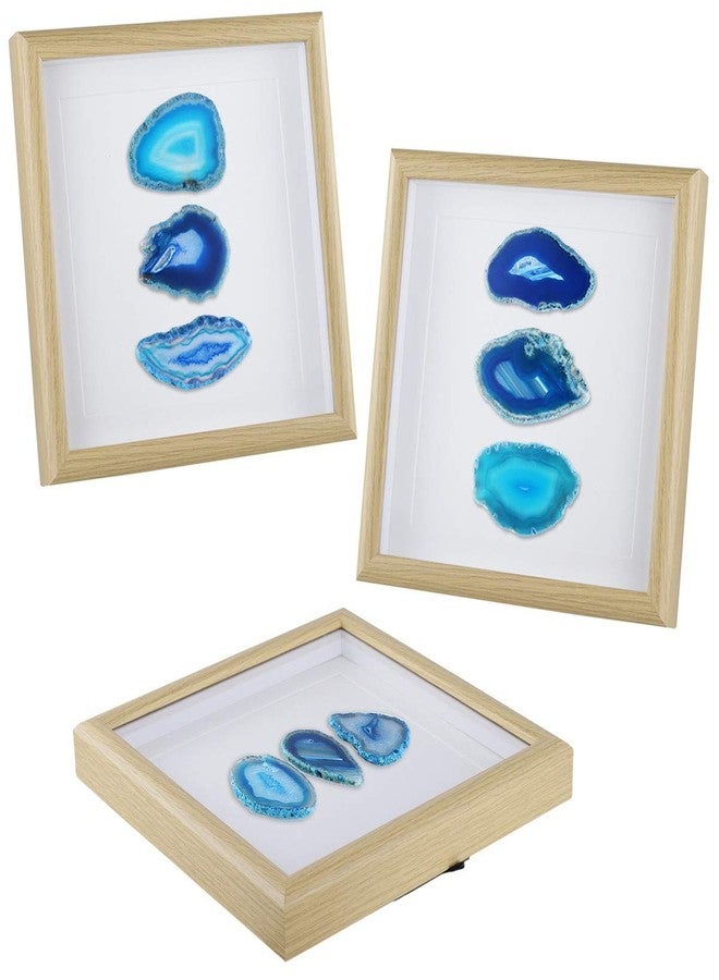 Rockcloud 8.8 inches Framed Agate Slice/Natural Agate Geode Gemstone Wall Decor Living Room Dorm Wedding Wall Art Table Top Display Home Decoration, Blue - Image 3