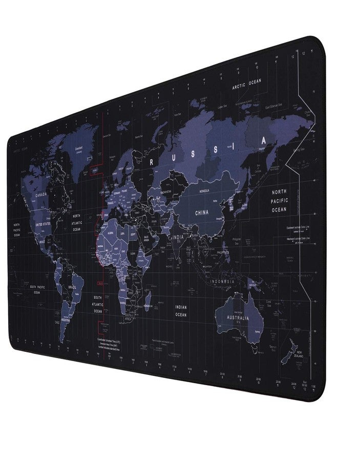 KINPLE Kineeple Large Mouse Pad, Big Gaming Mouse Pad, Non-Slip Desk Mat, Xxl Extended Keyboard Pad For Home Office Accessories (35.4Ã—15.75" World Map Black) - Image 1