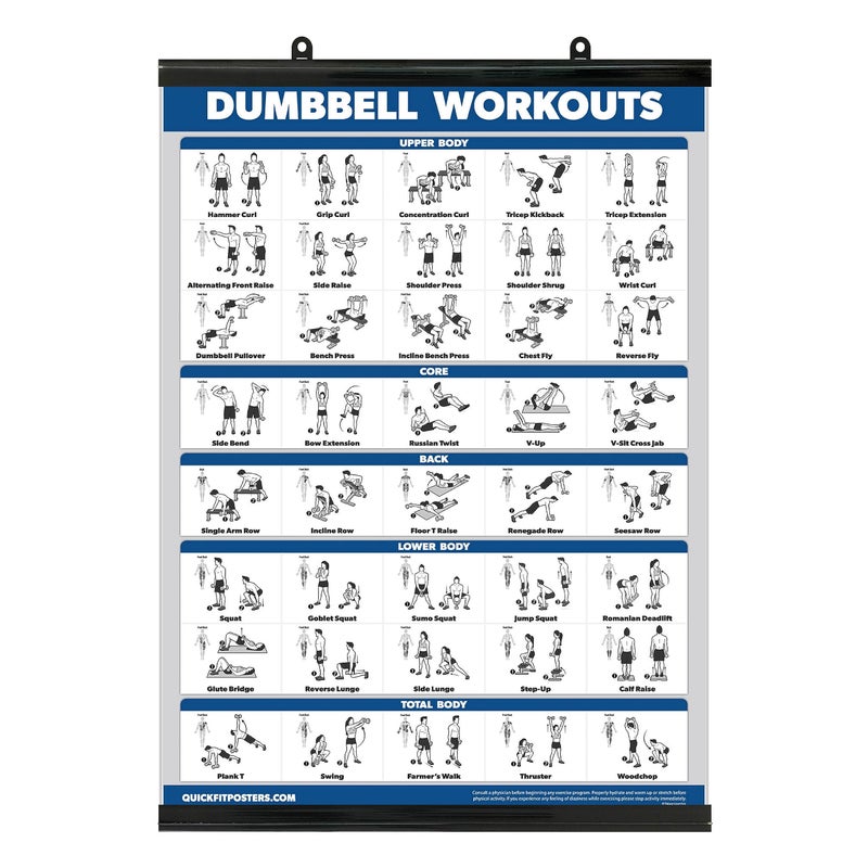 Palace Learning Exercise Poster for Dumbbell Training Includes Instructions for Bodybuilding Home Gym Chart Laminated with Plastic Frame 18 x 24 - Image 2
