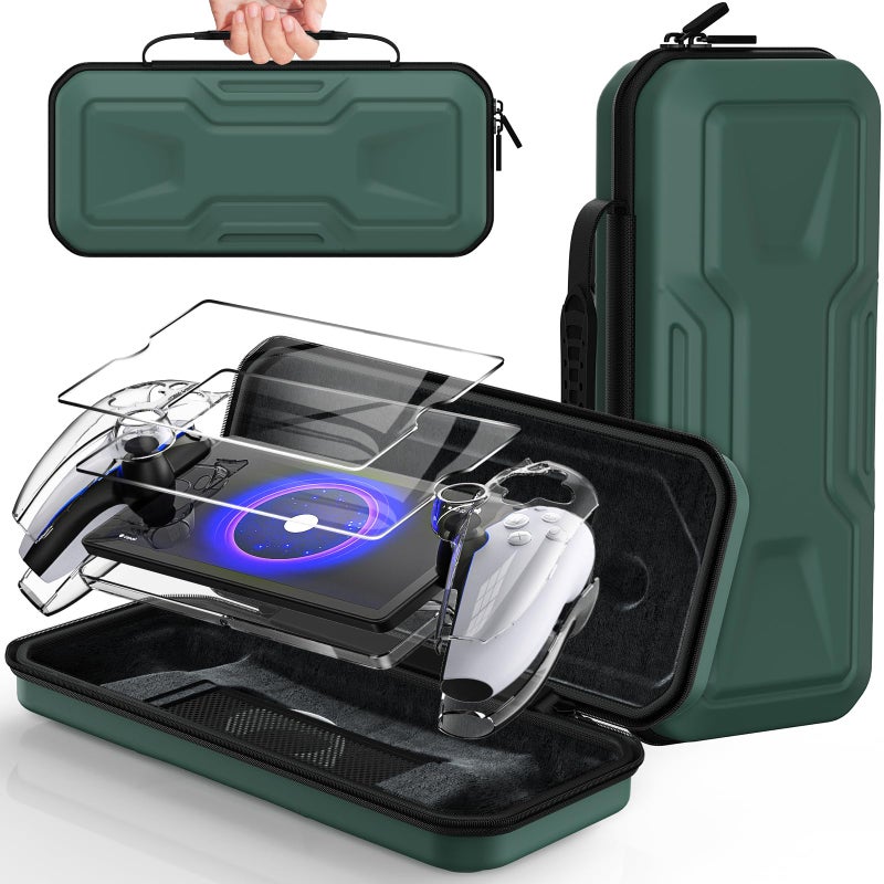 FYOUNG 3 in 1 Accessories Bundle for Playstation Portal, Carrying Case & Hard PC Clear Cover Set with Screen Protector, Protective Shell Portable Travel Handbag for PS5 Portal Remote Player - Image 1