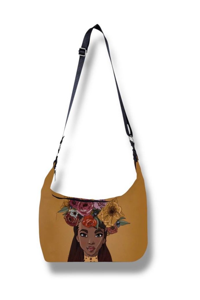 Women’s Crossbody Bag with Artistic Woman and Floral Print – Elegant Design Blending Grace and Distinction - Image 1