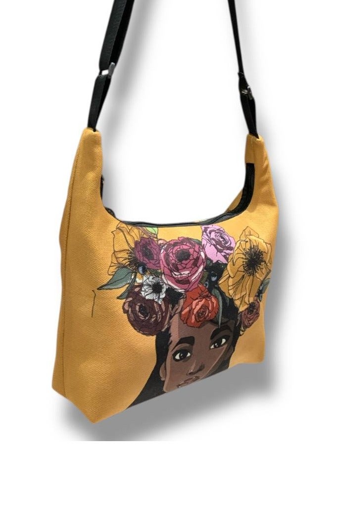 Women’s Crossbody Bag with Artistic Woman and Floral Print – Elegant Design Blending Grace and Distinction - Image 2