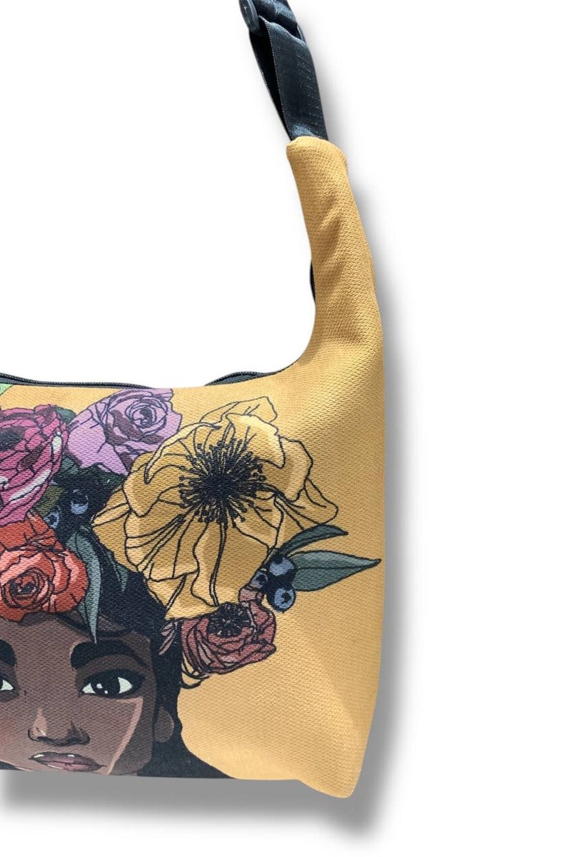 Women’s Crossbody Bag with Artistic Woman and Floral Print – Elegant Design Blending Grace and Distinction - Image 3