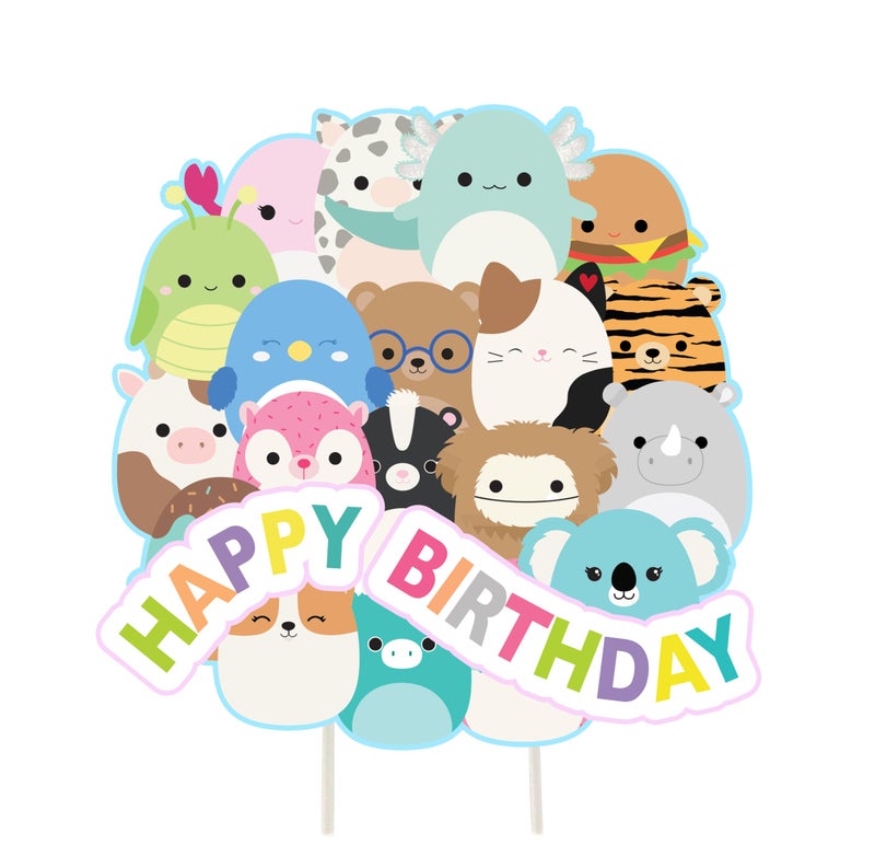 Think Green Fun Squishmellow Cake Topper Girls or Kids Childrens Squish Birthday Party Decor - Image 1