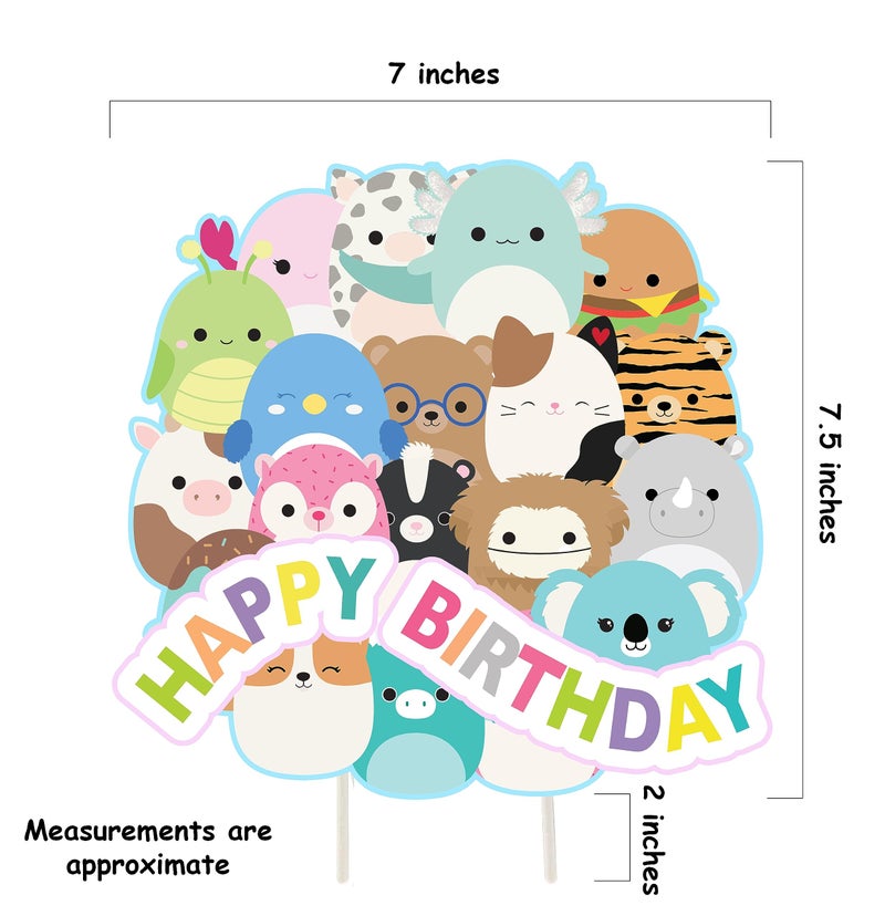 Think Green Fun Squishmellow Cake Topper Girls or Kids Childrens Squish Birthday Party Decor - Image 3