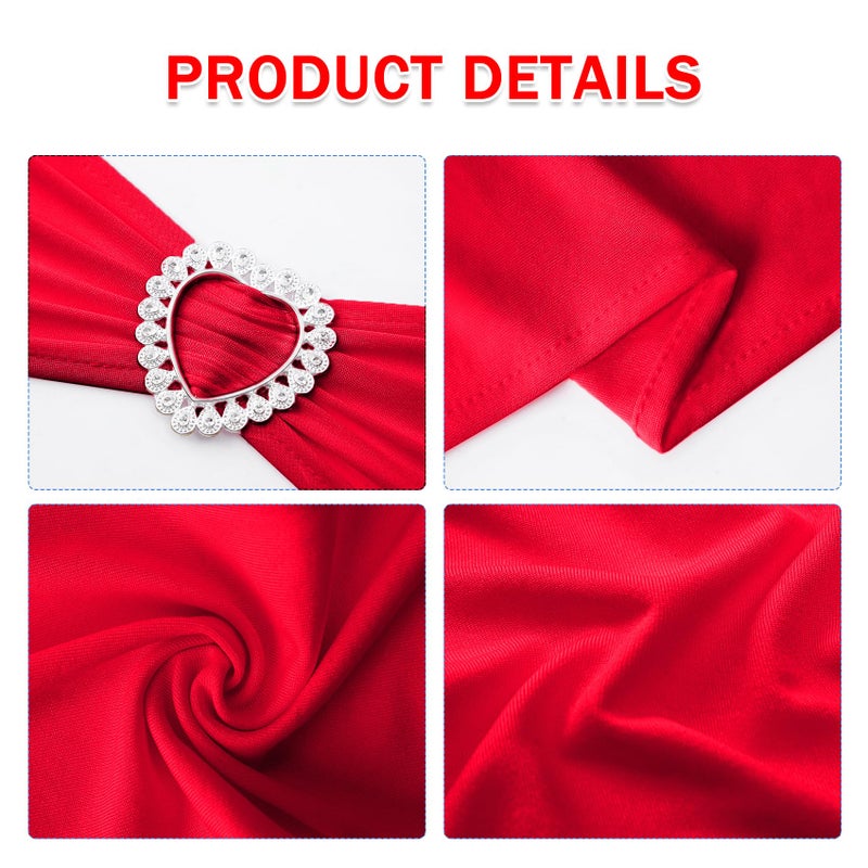 Howhic Pack of 120 Spandex Chair Sashes Bows Stretch Chair Cover Band with Buckle Slider Universal Elastic Chair Ties for Wedding Banquet Party Event Decoration (Ruby) - Image 3