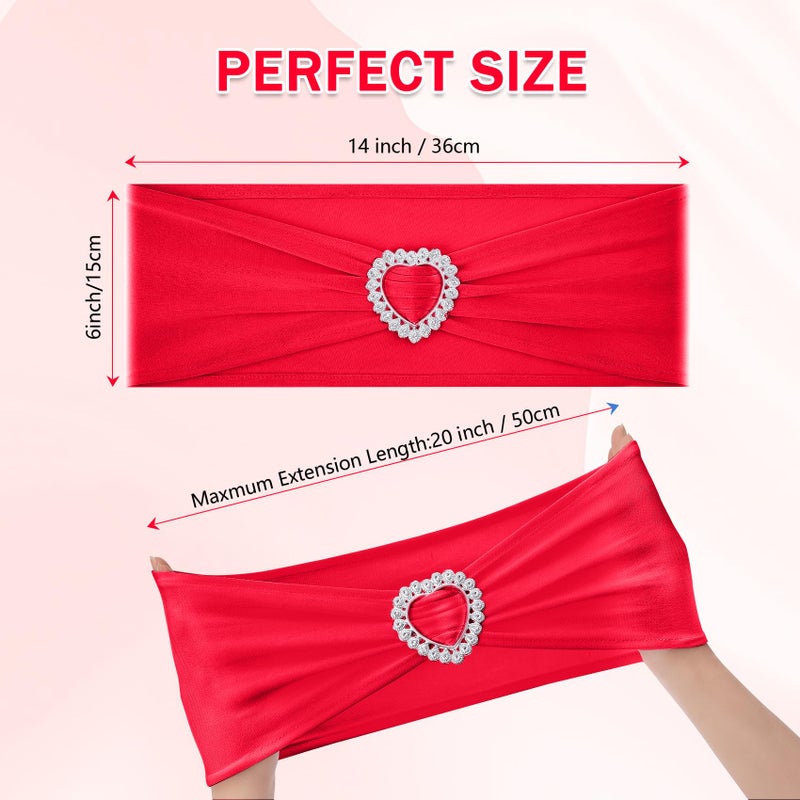 Howhic Pack of 120 Spandex Chair Sashes Bows Stretch Chair Cover Band with Buckle Slider Universal Elastic Chair Ties for Wedding Banquet Party Event Decoration (Ruby) - Image 2