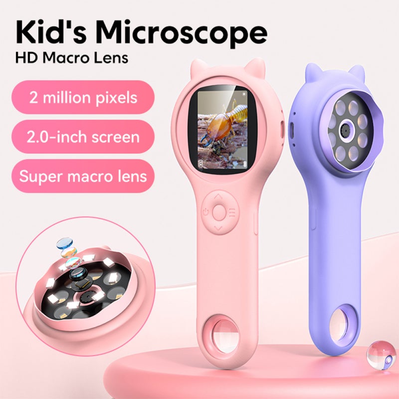 Microscope for Kids 2-inch IPS Screen Magnifying Glass with 8 LED Light 500X Magnifying Glass for Reading Windows/Mac Compatible - Image 2