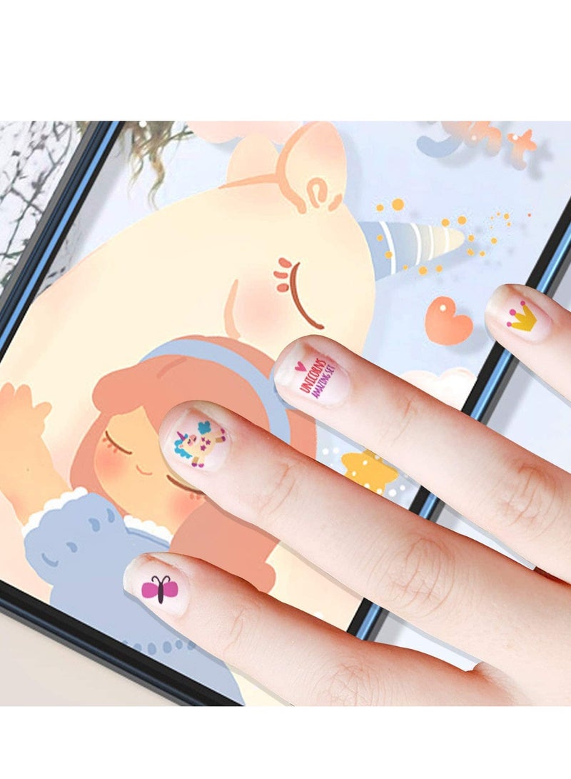 Unicorn Kids Nail Art Stickers Decals for Little Girls, Rainbow Heart Stars Princess Wrap Decoration Self Adhesive Finger Toe Tip Birthday Party Favor Gift 10pcs - Image 3