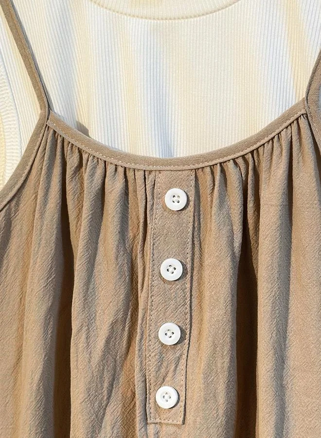 تايك تو Take Two Girls 2in1 Style Button Front Cami Dress