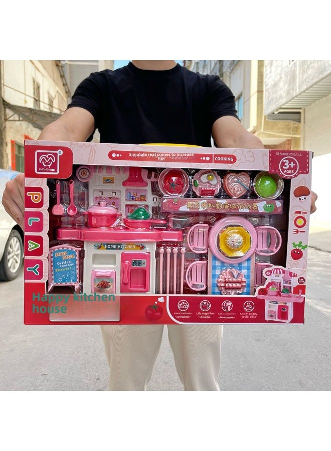مجموعة ألعاب مطبخ محاكاة للأطفال، أدوات المطبخ، مؤسسة تدريب رياض الأطفال، هدية عيد ميلاد، اللون: 1618-78 مطبخ سعيد - Image 2