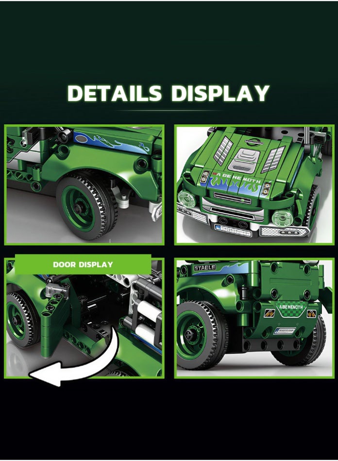 MINGDI 2.4GHz RC Building Block SUV Car Kit - DIY Technic Off-Road Racing Vehicle - MINGDI Educational Construction Toy with Opening Doors & Suspension - Birthday Gift for Boys & Teens (Green) - Image 4