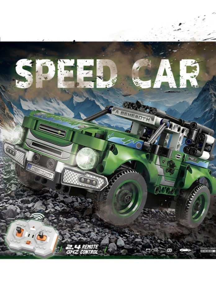 MINGDI 2.4GHz RC Building Block SUV Car Kit - DIY Technic Off-Road Racing Vehicle - MINGDI Educational Construction Toy with Opening Doors & Suspension - Birthday Gift for Boys & Teens (Green) - Image 1