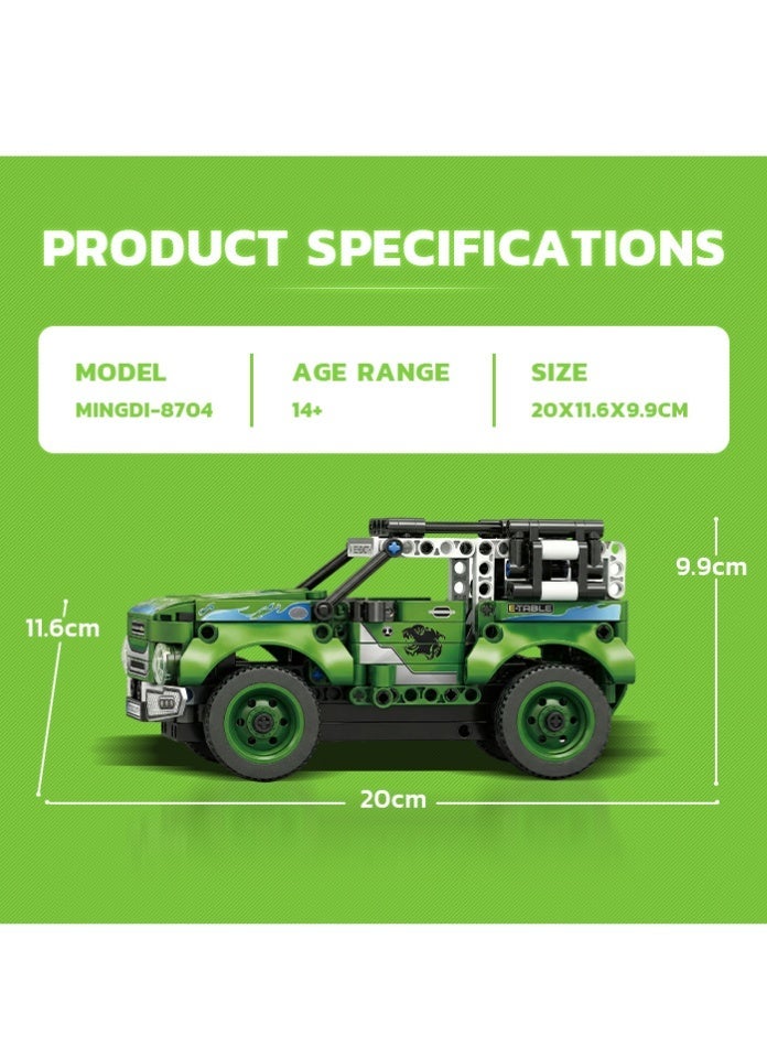 MINGDI 2.4GHz RC Building Block SUV Car Kit - DIY Technic Off-Road Racing Vehicle - MINGDI Educational Construction Toy with Opening Doors & Suspension - Birthday Gift for Boys & Teens (Green) - Image 3
