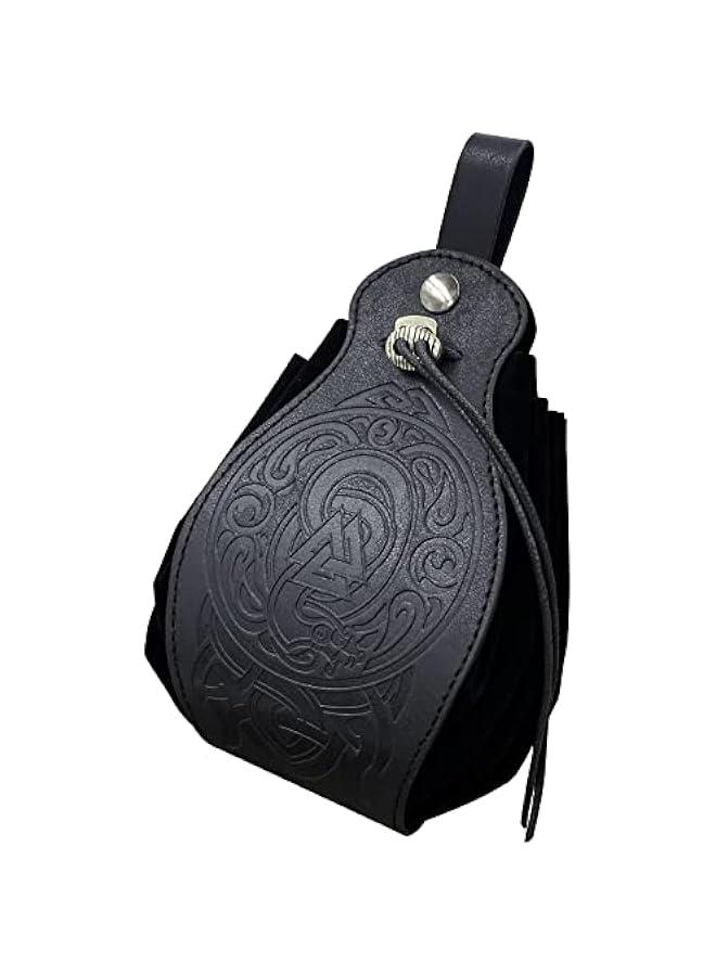 Medieval Faux Leather Pouch, Portable Drawstring Purse, Vintage Belt Pouch Dice Bag For LARP Ren Faire  - Image 1