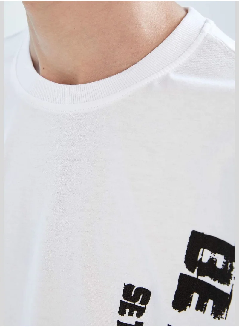 DeFacto Oversized Short Sleeve One Side Slogan Print T-Shirt