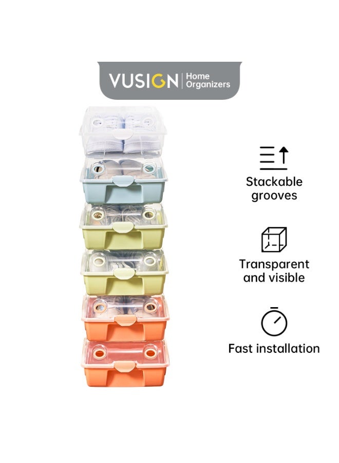 Deli Vusign Clear Shoe Box (Medium SIze)- 31.5x21x11cm Stackable PP Storage with Ventilation Holes & Flip-Top Lid (Transparent, Fits Sneakers/Sandals) - Image 2