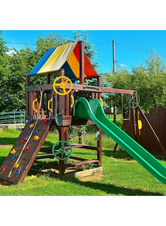 Blue Swing Steering Wheel Durable Plastic Easy Install For Outdoor Backyard Treehouse Jungle Gym - Image 5