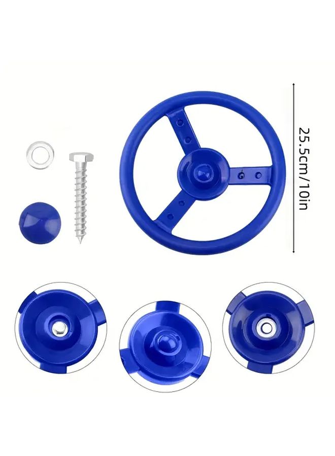 Blue Swing Steering Wheel Durable Plastic Easy Install For Outdoor Backyard Treehouse Jungle Gym - Image 3