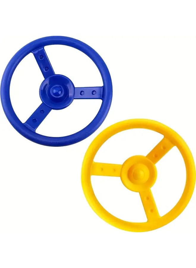 Blue Swing Steering Wheel Durable Plastic Easy Install For Outdoor Backyard Treehouse Jungle Gym - Image 1