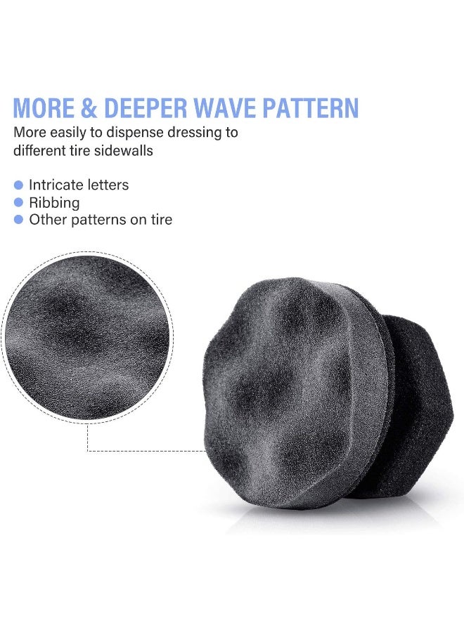 BBTO 3 Pieces Tire Dressing Applicator Washable Tire Shine Applicator Dressing Pad Car Detailing Foam Sponge Reusable Tire Cleaner Sponge for No Messing Tire Detailing Supplies (8 cm) - Image 3