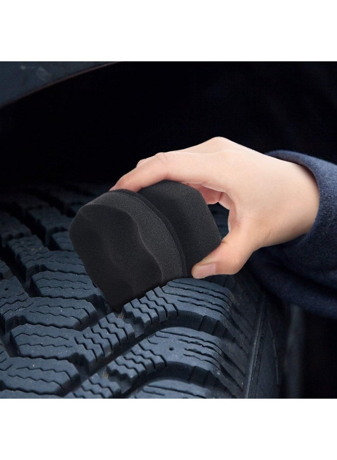 BBTO 3 Pieces Tire Dressing Applicator Washable Tire Shine Applicator Dressing Pad Car Detailing Foam Sponge Reusable Tire Cleaner Sponge for No Messing Tire Detailing Supplies (8 cm) - Image 5