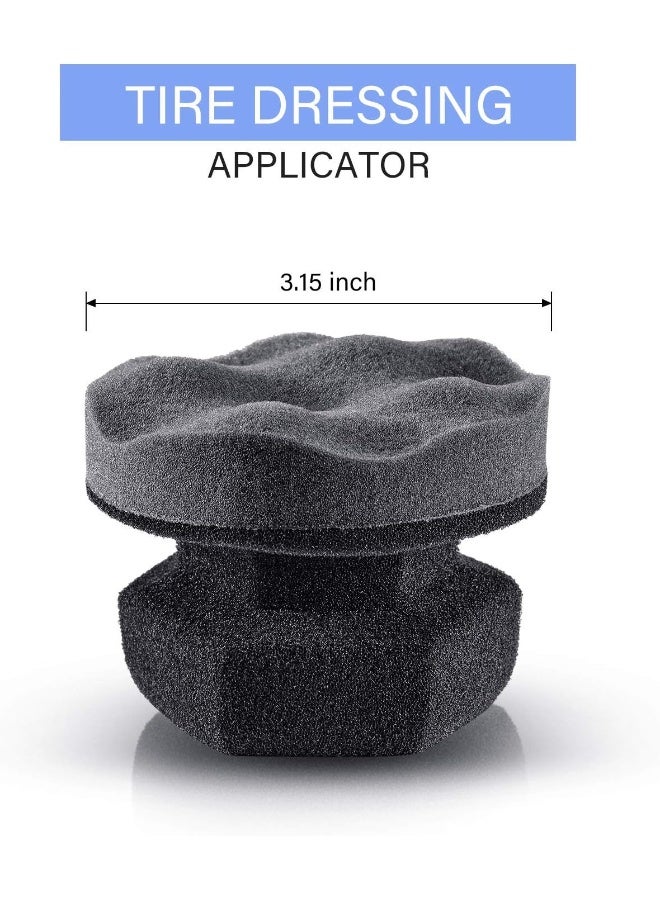 BBTO 3 Pieces Tire Dressing Applicator Washable Tire Shine Applicator Dressing Pad Car Detailing Foam Sponge Reusable Tire Cleaner Sponge for No Messing Tire Detailing Supplies (8 cm) - Image 2