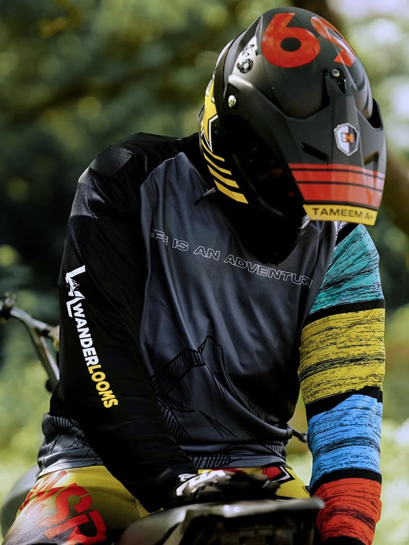 WANDERLOOMS Himalayan High Jersey Tshirt for Men | Graphic Printed Round Neck Full Sleeve Riding Jersey for Bikers | Sports Tshirt for Men Grey - Image 5