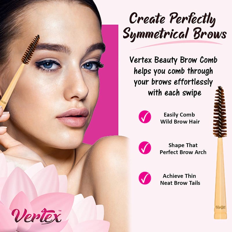 Vertex Eyebrow Brush Spoolie Comb - For Eyebrows Blending Brow Pomade | Small Angled Eyelash Brush For Longer Lashes - Image 2