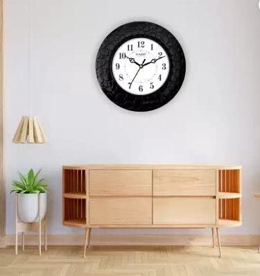 Kadio ساعة حائط كاديو أنالوج 24.5 سم × 24.5 سم (أسود، مع زجاج، قياسي) - Image 4