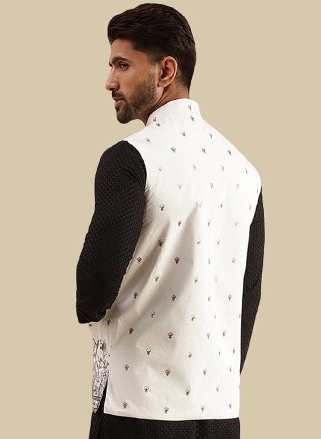Sojanya Embroidered Woven Nehru Jacket for Men - Image 4