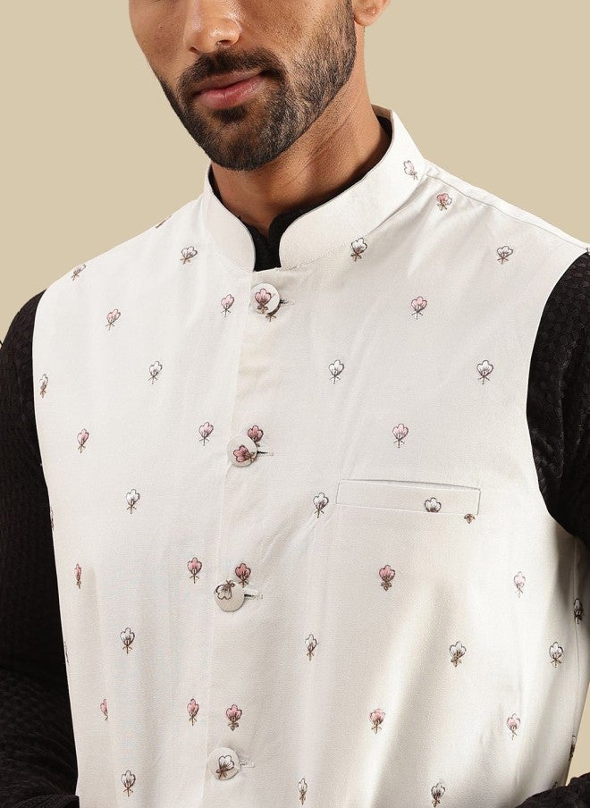 Sojanya Embroidered Woven Nehru Jacket for Men - Image 2
